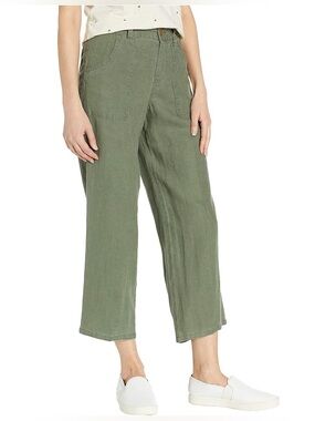 NWT Sanctuary Linen Traveler Wide Leg Crop Utility Pant in Peace Green Olive 30